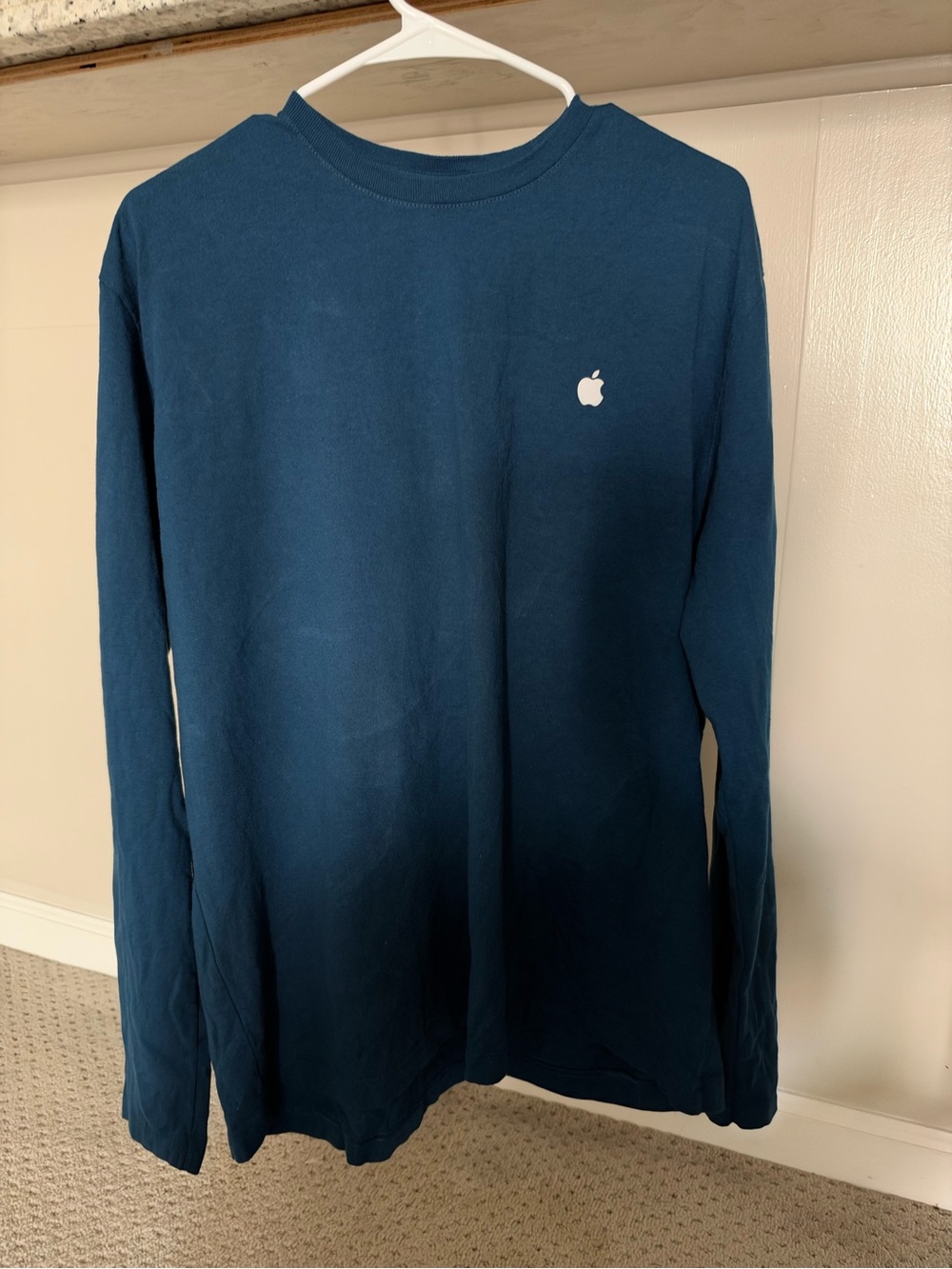 Apple Long-Sleeve Crew Neck Tee in Deep Teal